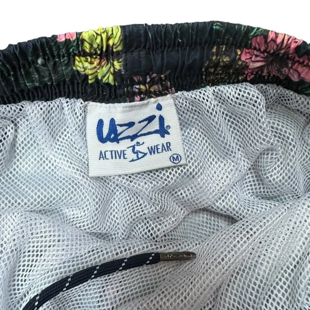 Uzzi Mens Tropical Floral Swim Trunks Mesh Lining Elastic‎ Waist & Drawstring M